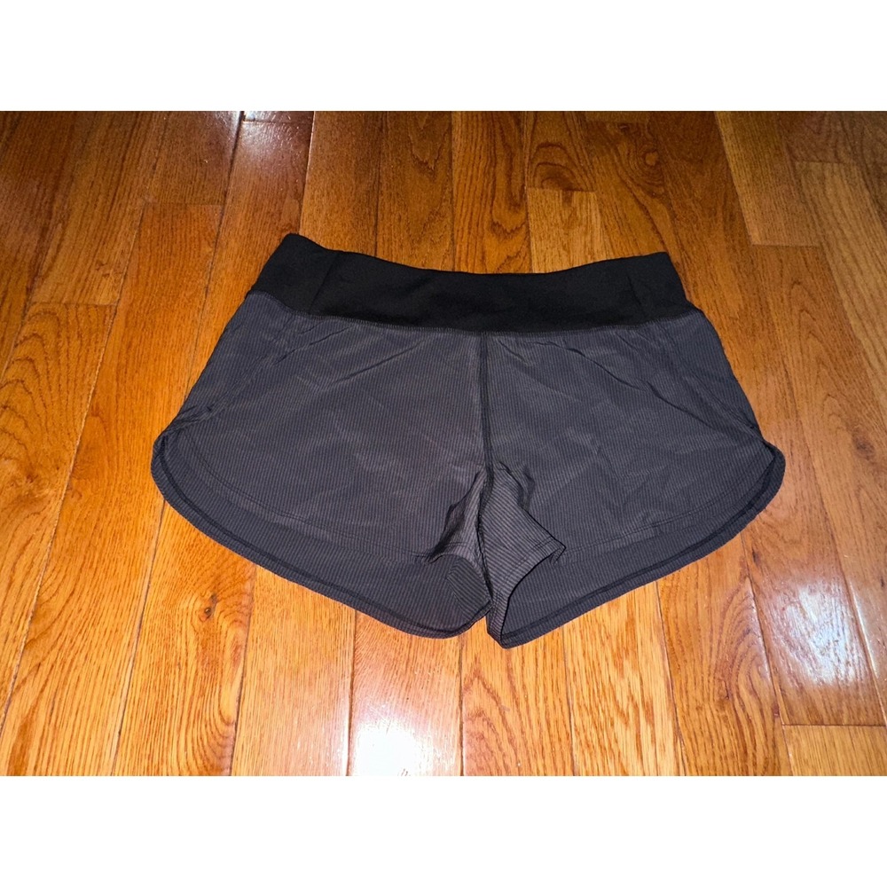 Women's MPG Athletic Shorts Running Workout Black Waistband Striped Gray Size M